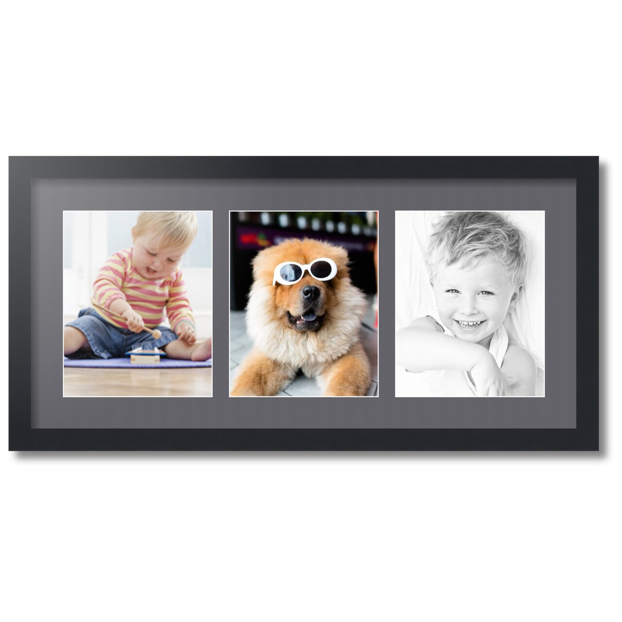 ArtToFrames Collage Photo Picture Frame with 3 - 8x10 inch Openings, Framed in Black with Over 62 Mat Color Options and Plexi Glass (CSM-3926-25)